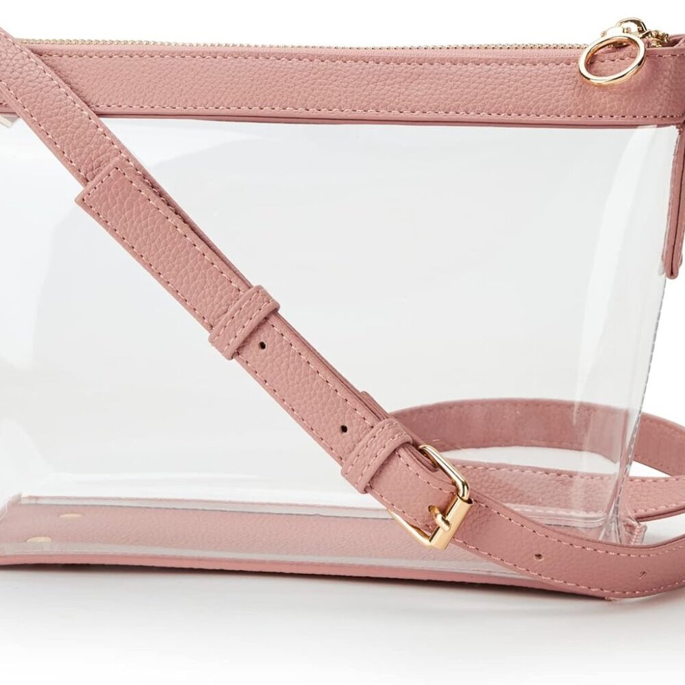 Clear Bag Stadium Approved Crossbody Purse Zipper Shoulder Bag Vegan Leather Tri